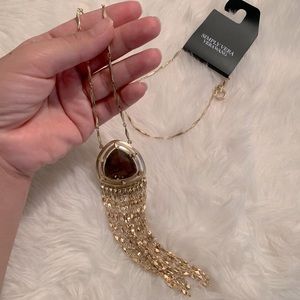 Brown and gold pendant necklace